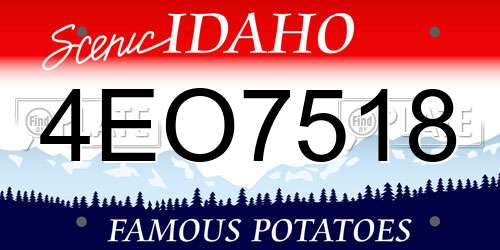 4EO7518 Idaho License Plate