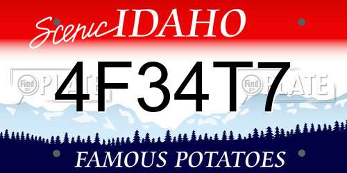 4F34T7 Idaho License Plate