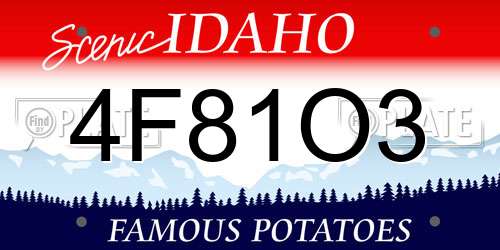 4F81O3 Idaho License Plate