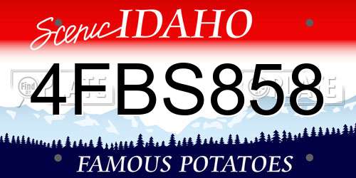 4FBS858 Idaho License Plate