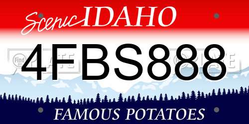 4FBS888 Idaho License Plate