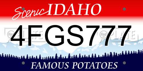 4FGS777 Idaho License Plate