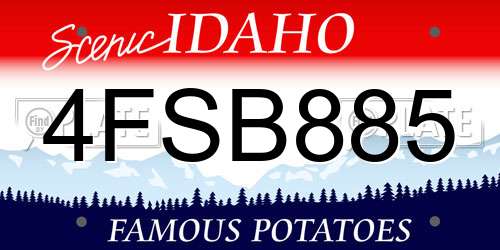 4FSB885 Idaho License Plate