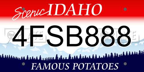 4FSB888 Idaho License Plate
