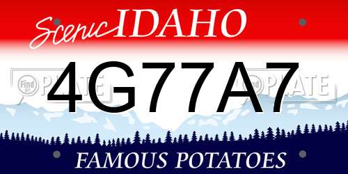 4G77A7 Idaho License Plate