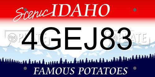 4GEJ83 Idaho License Plate