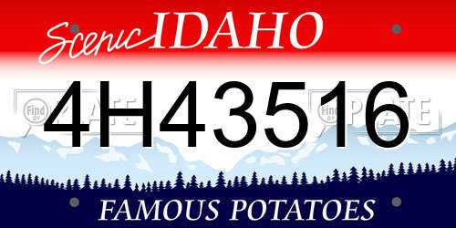 4H43516 Idaho License Plate