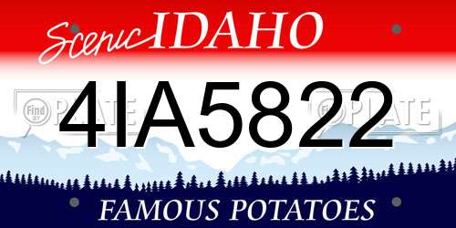 4IA5822 Idaho License Plate