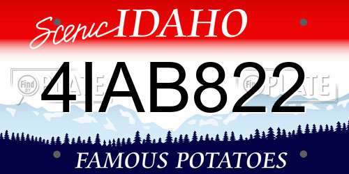 4IAB822 Idaho License Plate