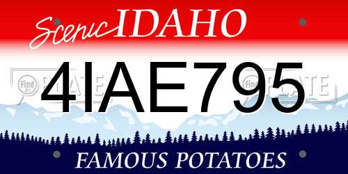 4IAE795 Idaho License Plate