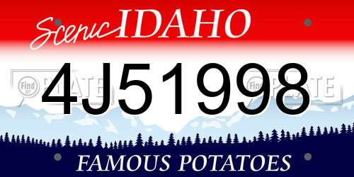 4J51998 Idaho License Plate