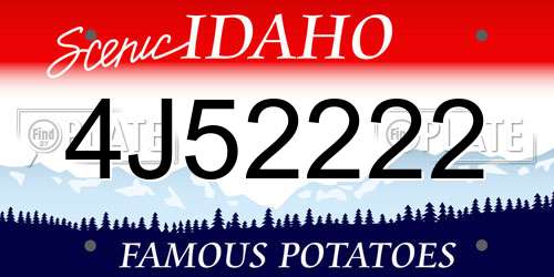 4J52222 Idaho License Plate