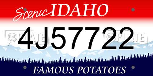 4J57722 Idaho License Plate