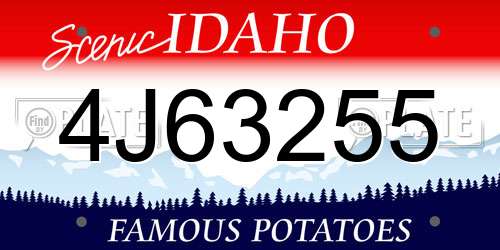 4J63255 Idaho License Plate