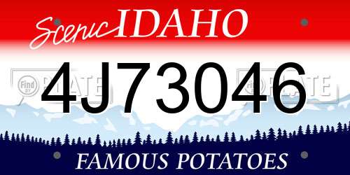 4J73046 Idaho License Plate