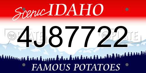 4J87722 Idaho License Plate