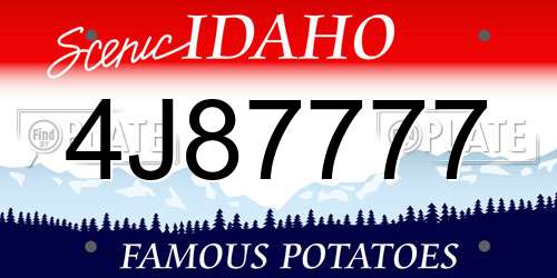 4J87777 Idaho License Plate
