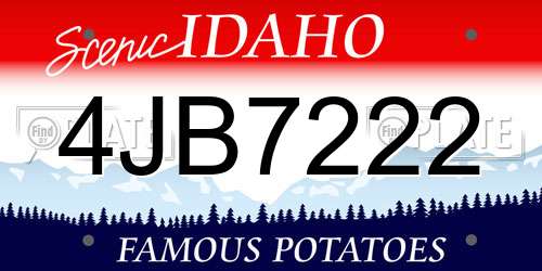 4JB7222 Idaho License Plate