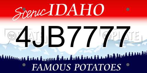 4JB7777 Idaho License Plate
