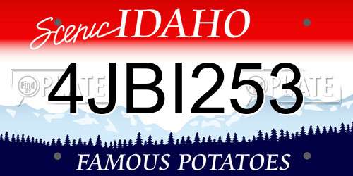 4JBI253 Idaho License Plate