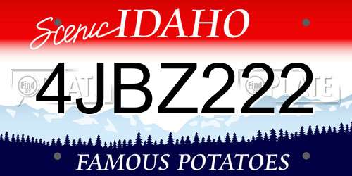 4JBZ222 Idaho License Plate