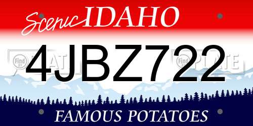 4JBZ722 Idaho License Plate