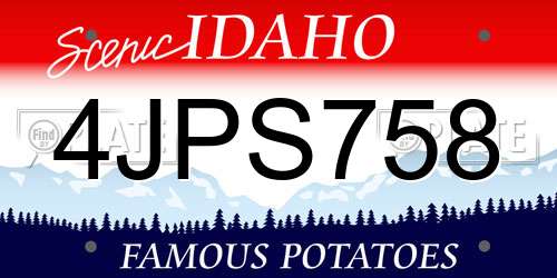 4JPS758 Idaho License Plate