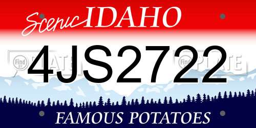 4JS2722 Idaho License Plate