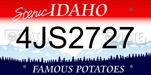 4JS2727 Idaho License Plate