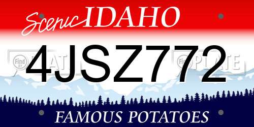 4JSZ772 Idaho License Plate