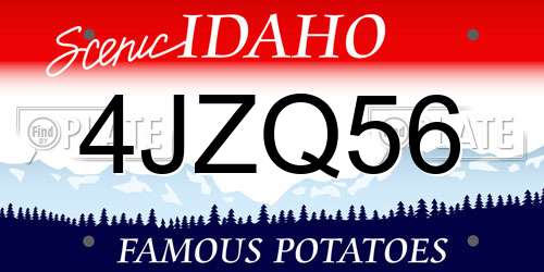 4JZQ56 Idaho License Plate