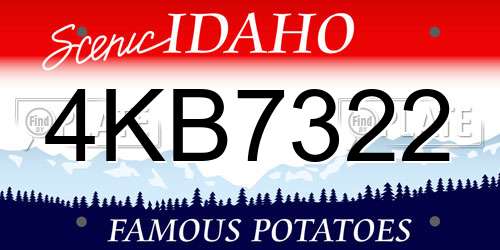 4KB7322 Idaho License Plate