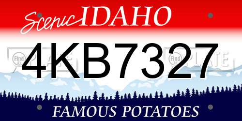 4KB7327 Idaho License Plate