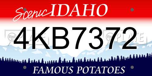 4KB7372 Idaho License Plate