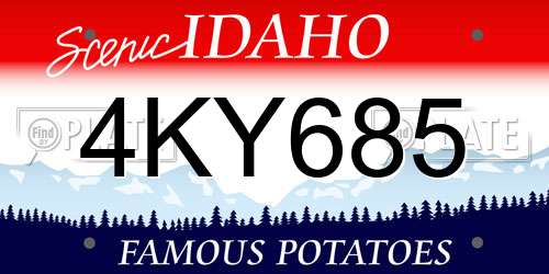 4KY685 Idaho License Plate