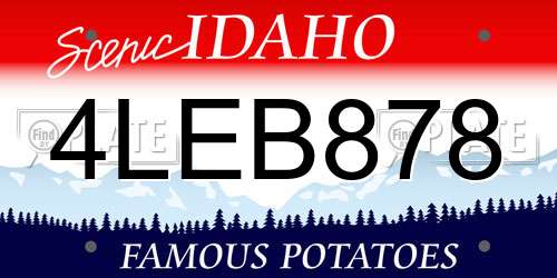 4LEB878 Idaho License Plate