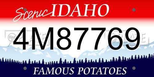 4M87769 Idaho License Plate
