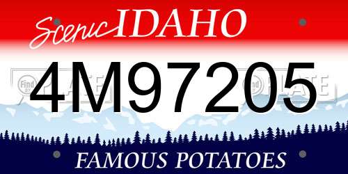 4M97205 Idaho License Plate