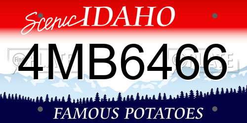 4MB6466 Idaho License Plate