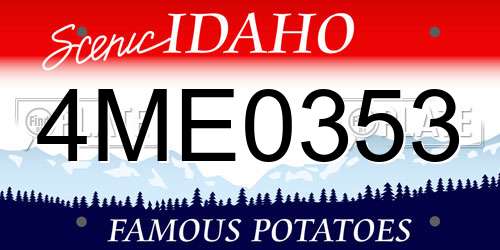 4ME0353 Idaho License Plate