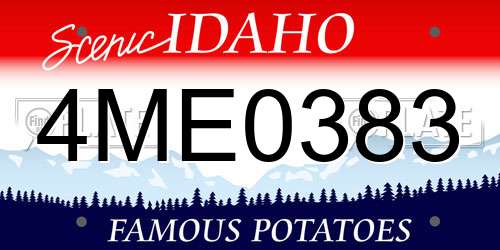 4ME0383 Idaho License Plate
