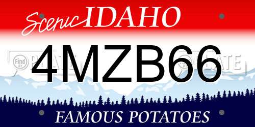 4MZB66 Idaho License Plate