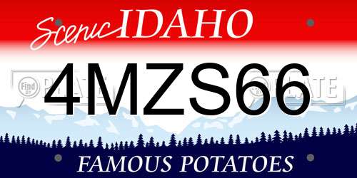 4MZS66 Idaho License Plate