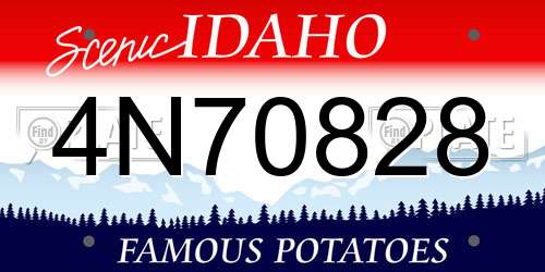 4N70828 Idaho License Plate
