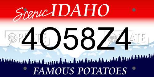 4O58Z4 Idaho License Plate
