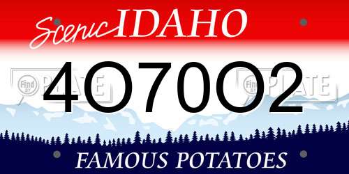 4O70O2 Idaho License Plate