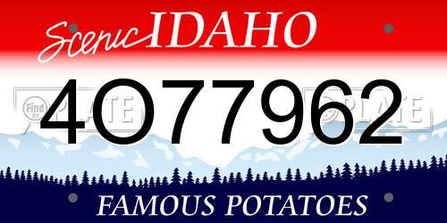 4O77962 Idaho License Plate