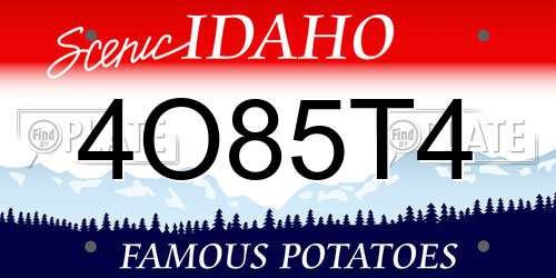 4O85T4 Idaho License Plate