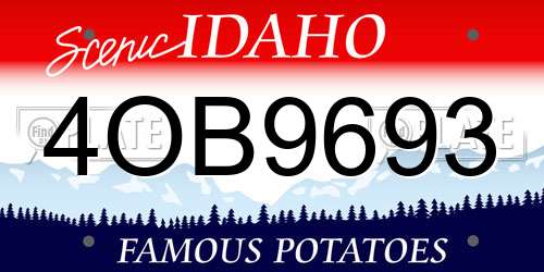 4OB9693 Idaho License Plate