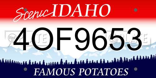 4OF9653 Idaho License Plate